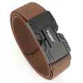 Brown tactical nylon belt with 3.5cm magnetic quick-release alloy buckle for outdoor use - Brown