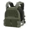 Detail of adjustable tactical vest shoulder strap with laser-cut MOLLE and numeric scale - L / Army Green