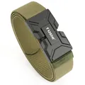 Tactical magnetic buckle belt in army green woven fabric for outdoor sports and heavy duty use - Army Green