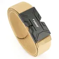 Outdoor tactical elastic belt with quick-release magnetic buckle and khaki nylon webbing - Coyote Brown