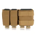 Tactical triple magazine pouch in coyote brown nylon with MOLLE system compatibility - Coyote Brown