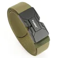 Cinturón táctico elástico verde militar con hebilla magnética negra y logo TUSHI - 120 / Verde Militar