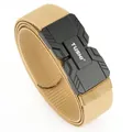 Tactical stretch woven belt in khaki with a magnetic buckle for outdoor and workwear - Coyote Brown