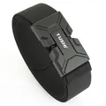 Elastic black tactical belt with quick-release magnetic buckle and nylon strap - Black