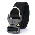 3.8cm tactical nylon belt with heavy duty quick release buckle and D-ring for outdoors - 125cm / Black