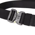 Dettaglio di una cintura tattica in nylon con fibbia in metallo a sgancio rapido resistente - 125cm / Nero
