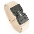Khaki tactical elastic belt with black magnetic buckle and durable woven texture - Khaki