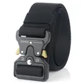 Black tactical nylon belt with heavy duty metal buckle and professional load-bearing parameters - 125cm / Black