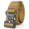 Men's tactical nylon belt with quick-release metal buckle in khaki military style - 125cm / Coyote Brown