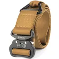 Taktischer Nylon Gürtel in Khaki mit Schnellverschluss und robustem Metall D-Ring - 125cm / Kojote Braun