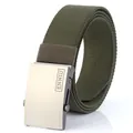 Cintura tattica in nylon verde militare con fibbia in metallo opaco e trama intrecciata - Verde Militare