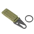 Portachiavi tattico in nylon con fettuccia verde militare e clip in metallo nero - Verde Militare