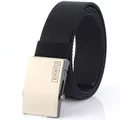 Cintura tattica da uomo in nylon nero con fibbia in metallo spazzolato e resistente - Nero