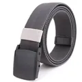 Detail of dark grey elastic braided belt with black matte plastic YKK buckle for men - 120cm / Dark Gray