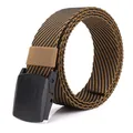 Cintura da uomo in nylon intrecciato con motivo twill nero e marrone e fibbia YKK - Nero e Marrone Lupo