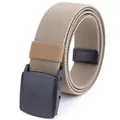 Men's khaki braided elastic belt with black YKK buckle and durable nylon fabric - 120cm / Coyote Brown