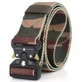 Tactical camouflage nylon belt with high-strength metal quick-release buckle and load markings - Forest Camo