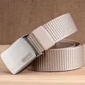 Durable khaki nylon canvas tactical belt with high-density weave and zinc alloy buckle - 120 / Khaki