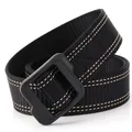 Ceinture tactique en nylon noir à séchage rapide avec coutures blanches et boucle mate - Noir