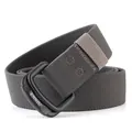 Men's charcoal grey elastic nylon belt with matte black double ring buckle by ENNIU - 120cm / Dark Gray