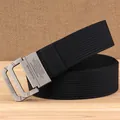 Cinturón informal de nailon negro para hombre con hebilla metálica de doble anilla - 120cm / Negro