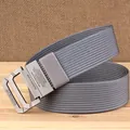 Cinturón de nailon para hombre con hebilla de doble anillo plateado mate y correa gris - 120cm / Gris