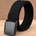 Cintura da uomo in nylon outdoor con fibbia in plastica YKK nera e trama diagonale - Nero