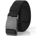 Black elastic tactical nylon belt with durable POM plastic buckle and high-density webbing - 120cm / Black