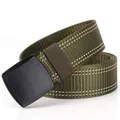Olivgrüner Nylon-Gürtel mit schwarzer YKK-Schnalle für Outdoor und Reisen - 120cm / Armeegrün