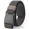 Close-up of charcoal gray tactical belt with durable matte black plastic buckle - 120cm / Dark Gray