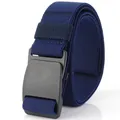 Deep blue stretch nylon woven belt with a matte black POM buckle for outdoor casual wear - 120cm / Sapphire Blue