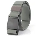 Tactical elastic nylon belt in sage green with durable matte black plastic POM buckle - 120cm / Light Gray