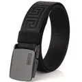 Ceinture tactique noire pour homme en nylon avec boucle automatique et motif grecque - 120cm / Noir