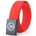 Roter Nylon-Canvas-Gürtel mit mattschwarzer Metallschnalle und ENNIU-Markenlogo - 115cm / Rot