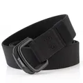 Elastischer schwarzer Nylon-Webgürtel mit matter Doppel-D-Ring-Schnalle für Outdoor - 120cm / Schwarz