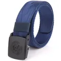 Ceinture en toile de nylon bleu marine pour homme avec boucle dragon, style décontracté - 120cm / Bleu royal