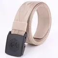 Ceinture homme en toile de nylon jacquard avec motif dragon et boucle noire texturée - 120cm / Kaki