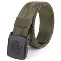 Ceinture homme en toile vert armée avec motif dragon jacquard et boucle automatique - 120cm / Vert Militaire