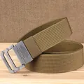 Cinturón táctico de nailon verde militar con hebilla metálica mate de doble anilla - 120cm / Marrón coyote