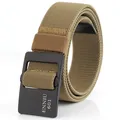 Ceinture tressée élastique vert armée pour hommes avec boucle en métal noir mat - Brun coyote