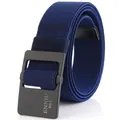 Ceinture tressée élastique bleu marine pour hommes avec boucle noire mate - Bleu royal
