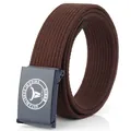 Dunkelbrauner Nylon-Stoffgürtel mit mattschwarzer Metallschnalle für den Outdoor-Look - 115cm / Braun