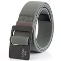 Ceinture tressée élastique vert armée pour hommes avec boucle en métal noir - Gris clair