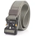 Tactical nylon belt with heavy duty quick release metal cobra buckle for outdoor activities - 125cm / Gray With Black Fine Line