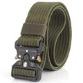 Army green tactical nylon belt with a black heavy duty quick release metal buckle - 125cm / Army Green