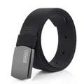 Cintura tattica nera in nylon intrecciato con fibbia in metallo opaco e logo inciso - 110cm / Nero