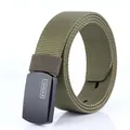 Cintura tattica militare in nylon verde da uomo con fibbia nera opaca e logo - 110cm / Verde Militare