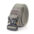 Tactical nylon belt with quick release cobra buckle and high density woven texture - Gray and Black (Thin Stripe)