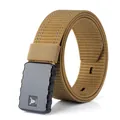 Thickened nylon tactical belt in khaki with a durable black buckle and woven texture - M / 110 / Coyote Brown