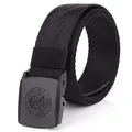 Ceinture noire pour homme en toile nylon avec boucle totem dragon et tissu jacquard robuste - 120cm / Noir